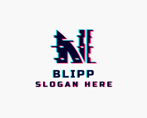 Digital Glitch Letter N Logo