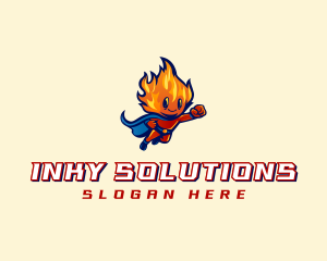 Superhero Flame Boy logo design