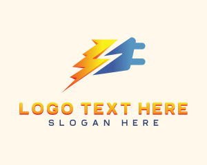 Power - Lightning Thunder Plug logo design