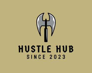 Double Blade Axe Letter H logo design