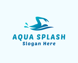 Swim - Water Splash Swimming logo design