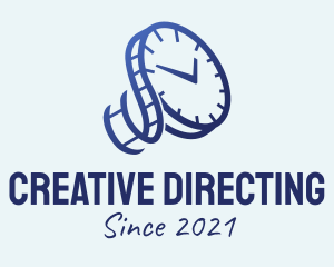 Directing - Blue Time Clock Watch Reel logo design