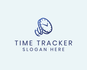 Blue Time Clock Watch Reel  logo design