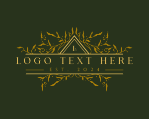 Elegant - Leaf Ornament Wreath logo design