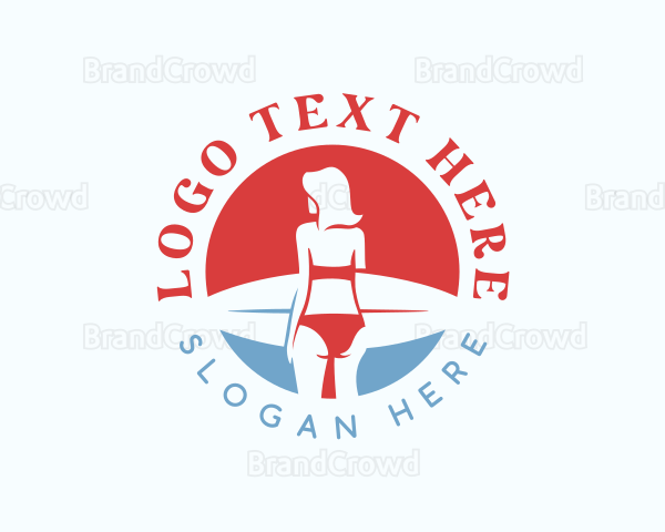 Woman Surfboard Surfer Logo