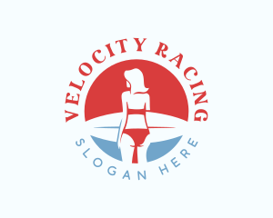 Woman Surfboard Surfer Logo