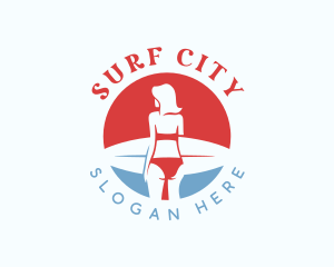 Woman Surfboard Surfer logo design