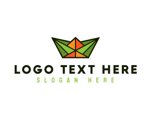 Paper Boat - Simple Boat Origami logo design