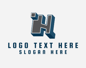 Blocky - 3D Graffiti Letter N logo design