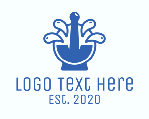 Mixing Bowl - Blue Mortar & Pestle logo design