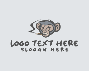 Animal - Cigarette Smoking Monkey logo design
