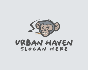 Cigarette Smoking Monkey logo design