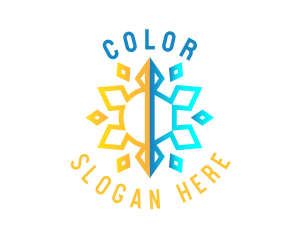 Cold - Weather Sun Snowflake logo design