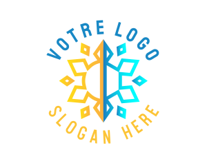 Winter - Weather Sun Snowflake logo design