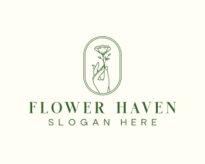 Organic Flower Hand logo design