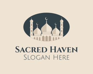 Oval Mosque Badge logo design