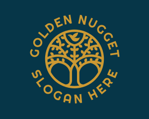 Golden Bird Tree Nature logo design