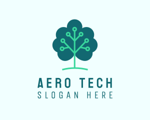 Tech Cloud Tree Circuit logo design