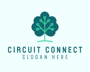 Circuit - Tech Cloud Tree Circuit logo design