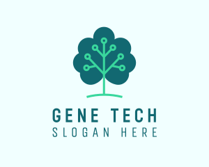 Tech Cloud Tree Circuit logo design