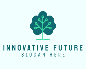 Future - Tech Cloud Tree Circuit logo design