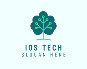 Tech Cloud Tree Circuit logo design