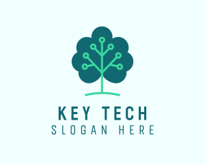 Tech Cloud Tree Circuit logo design