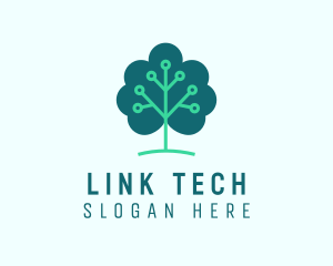 Tech Cloud Tree Circuit logo design