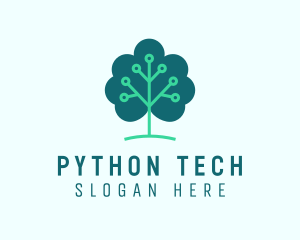 Tech Cloud Tree Circuit logo design