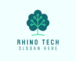 Tech Cloud Tree Circuit logo design