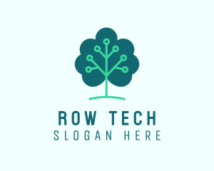 Tech Cloud Tree Circuit logo design