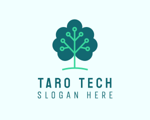 Tech Cloud Tree Circuit logo design