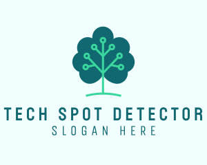 Tech Cloud Tree Circuit logo design