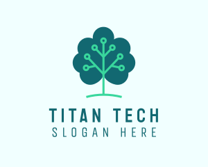 Tech Cloud Tree Circuit logo design