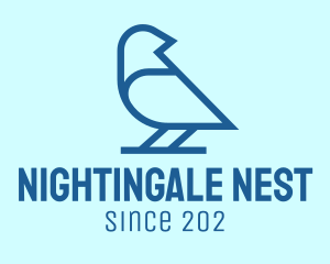 Nightingale - Blue Minimalist Finch logo design