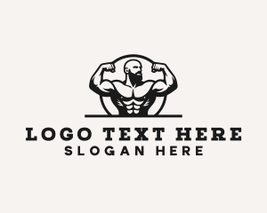 Muscular - Bodybuilding Gym Trainer logo design