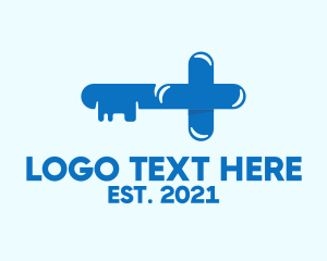 Unlock - Blue Health Key logo design