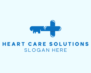 Blue Health Key logo design