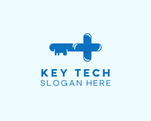 Blue Health Key logo design