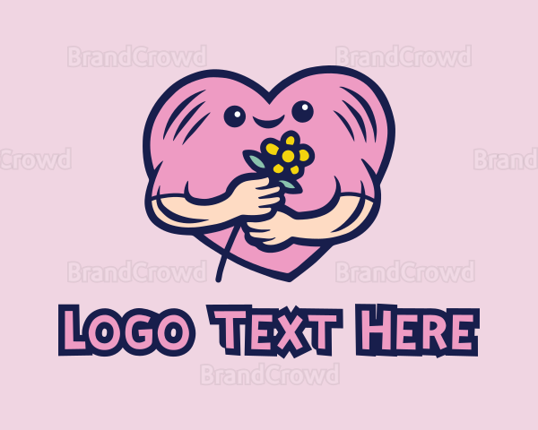 Happy Valentine Flower Logo