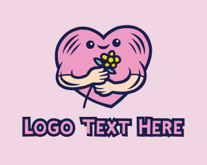 Online Dating - Happy Valentine Flower logo design