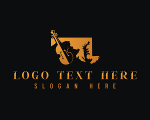 Map - Violin Fiddle Maryland logo design