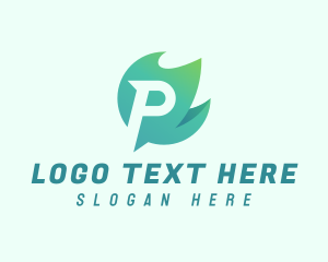 Digital - Green Flame Letter P logo design