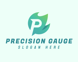 Green Flame Letter P  logo design