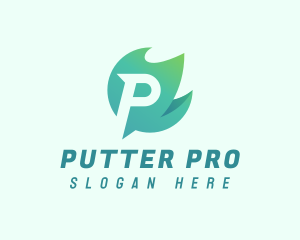 Green Flame Letter P  logo design