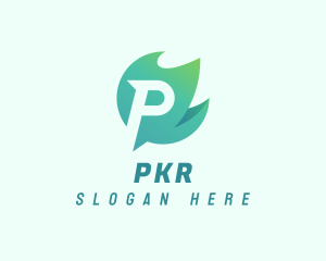 Green Flame Letter P  logo design