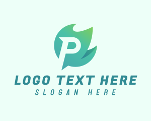 Online - Green Flame Letter P logo design