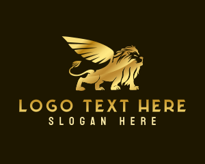 Lion - Mythical Winged Lion Beast logo design