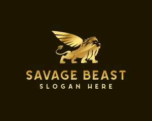 Mythical Winged Lion Beast logo design