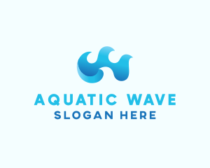 Swimmer - Blue Tidal Waves logo design